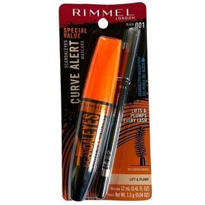 SET RIMMEL LONDON SCANDALEYES WATERPROOF CURVE ALERT MASCARA‎ + GEL PENCIL BLACK